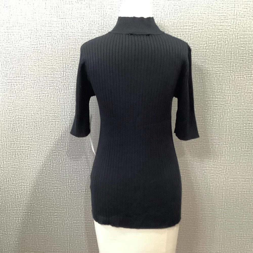 Madison Grey Women's Black Mock Turtleneck sz S Short Sleeve NWT - Picture 4 of 7